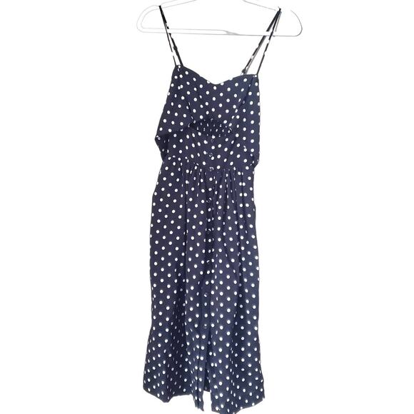 Xhilaration Black and White Polka Dot Tie Front Cut Out Midi Dress Size XS - Picture 1 of 6